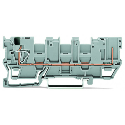 1-conductor/1-pin disconnect carrier terminal block, with 3 jumper positions, for DIN-rail 35 x 15 and 35 x 7.5, gray