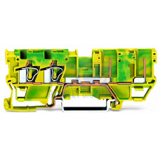 2-conductor/2-pin ground carrier terminal block, 4 mm&sup2;, for DIN-rail 35 x 15 and 35 x 7.5, green-yellow