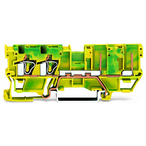 2-conductor/2-pin ground carrier terminal block, 4 mm&sup2;, for DIN-rail 35 x 15 and 35 x 7.5, green-yellow