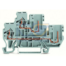 1-conductor/1-pin double deck receptacle terminal block, Through/through terminal block, 2.5 mm&sup2;, gray
