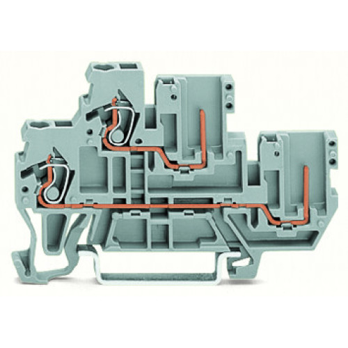 1-conductor/1-pin double deck receptacle terminal block, Through/through terminal block, 2.5 mm&sup2;, gray