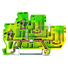 2-conductor/2-pin, double-deck carrier terminal block, 2-conductor/2-pin ground terminal block, 2.5 mm&sup2;, green-yellow