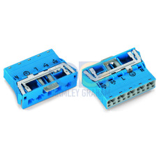 Snap-in plug, with direct ground contact, 5-pole, blue