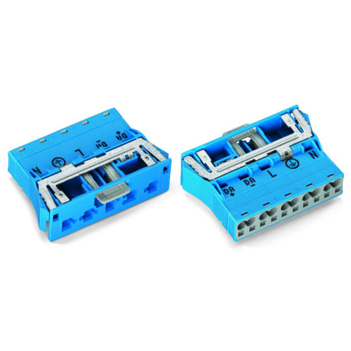 Snap-in plug, with direct ground contact, 5-pole, blue