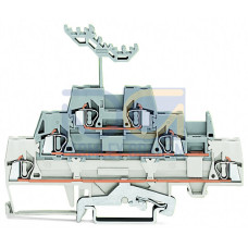 Triple-deck terminal block, Shield/through/through terminal block, 2.5 mm&sup2;, white/gray/gray