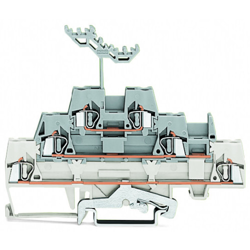 Triple-deck terminal block, Shield/through/through terminal block, 2.5 mm&sup2;, white/gray/gray
