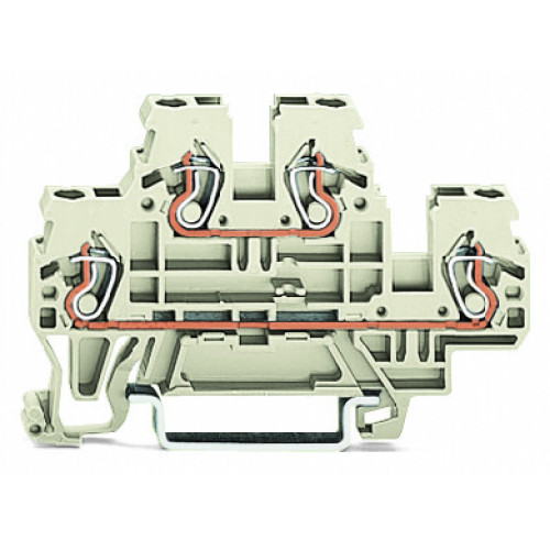 Double-deck terminal block, Ground conductor/through terminal block, 2.5 mm&sup2;, light gray