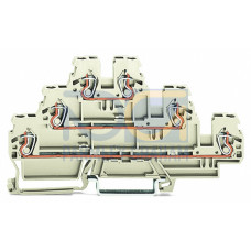 Triple-deck terminal block, Through/through/through terminal block, L/L/L, light gray