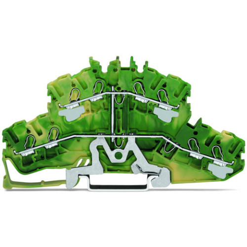 4-conductor double deck terminal block, 8-conductor ground terminal block, 2.5 mm&sup2;, green-yellow