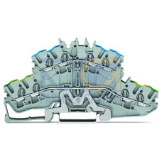 4-conductor double deck terminal block, Ground conductor/through terminal block, 2.5 mm&sup2;, gray