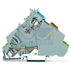 4-conductor sensor supply terminal block, with ground contact, with end plate, gray