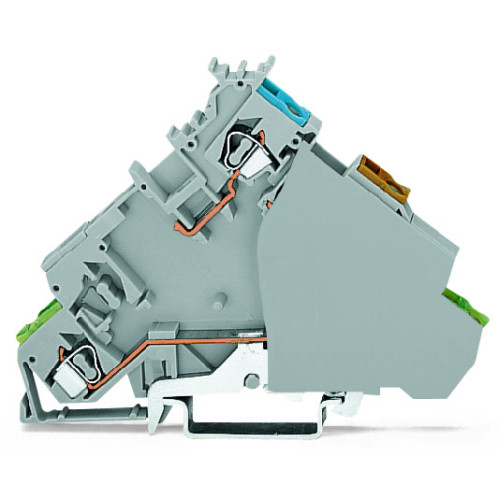4-conductor sensor supply terminal block, with ground contact, with end plate, gray