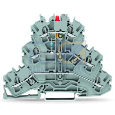 Component terminal block, triple-deck, LED (red), gray