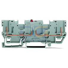 2-pin component carrier block, with 2 jumper positions, LED (red), gray