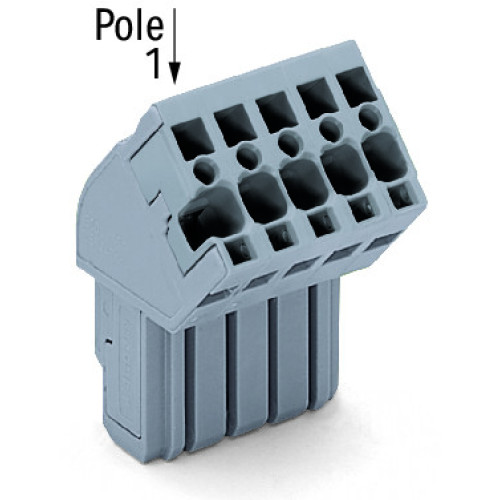 1-conductor female connector, angled, CAGE CLAMP&reg;, 4 mm&sup2;, gray