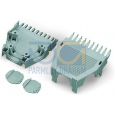 Strain relief housing, for female and male connectors, 2 parts, gray