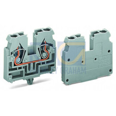 2-conductor end terminal block, without push-buttons, with snap-in mounting foot, light gray