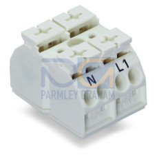 4-conductor chassis-mount terminal strip, without ground contact, N-L1, white