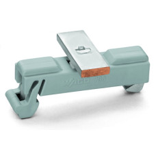 Carrier with grounding foot, parallel to carrier rail, 25 mm long, gray