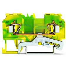 2-conductor ground terminal block, 4 mm&sup2;, side and center marking, green-yellow