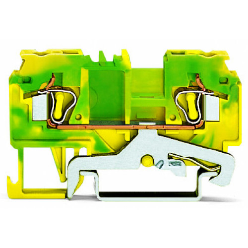 2-conductor ground terminal block, 4 mm&sup2;, side and center marking, green-yellow
