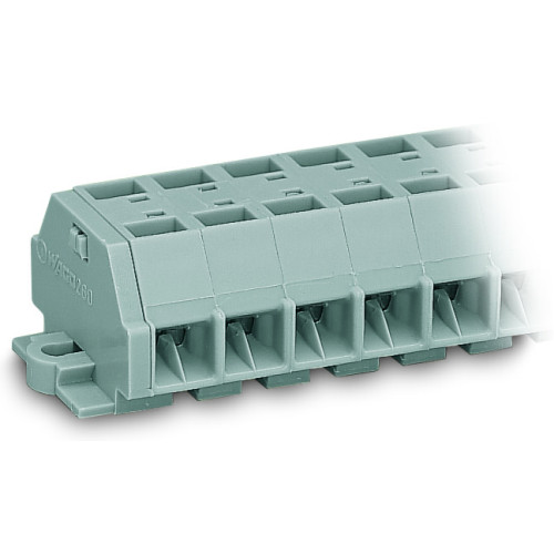 4-conductor terminal strip, without push-buttons, with fixing flanges, gray