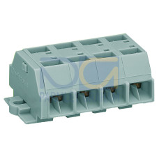 4-conductor terminal strip, without push-buttons, with fixing flanges, gray