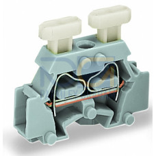2-conductor terminal block, on both sides with push-button, with fixing flange, gray