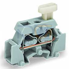 2-conductor terminal block, on one side with push-button, with fixing flange, gray