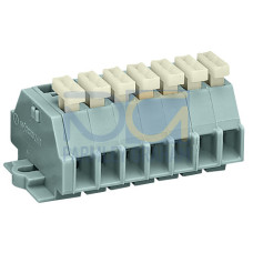 2-conductor terminal strip, on one side with push-buttons, with fixing flanges, gray
