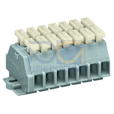 2-conductor terminal strip, on both sides with push-buttons, with fixing flanges, gray
