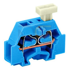 2-conductor terminal block, on one side with push-button, suitable for Ex i applications, blue
