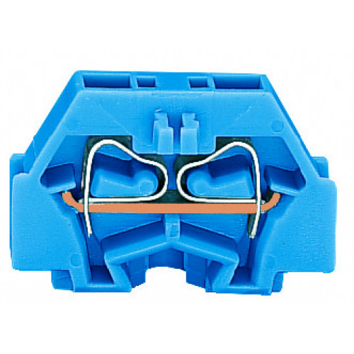2-conductor terminal block, without push-buttons, with fixing flange, blue