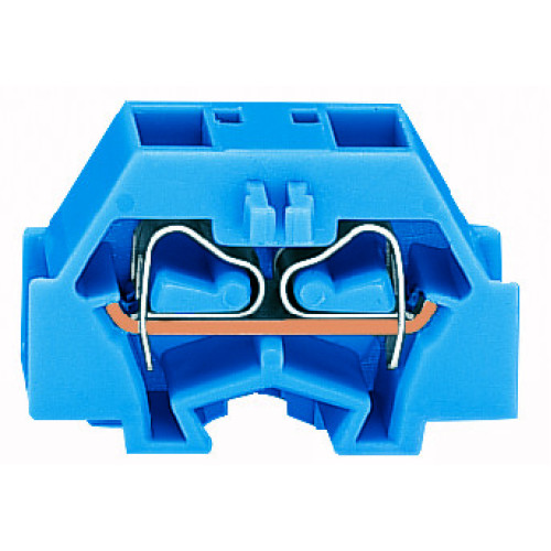 4-conductor terminal block, without push-buttons, with fixing flange, blue
