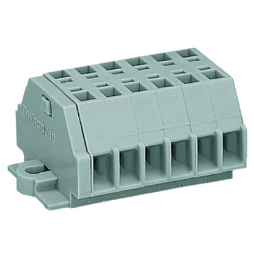 2-conductor terminal strip, without push-buttons, with fixing flanges, gray