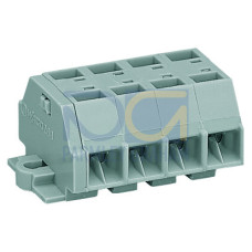 4-conductor terminal strip, without push-buttons, with fixing flanges, gray