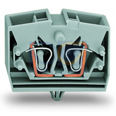 4-conductor terminal block, without push-buttons, with snap-in mounting foot, gray
