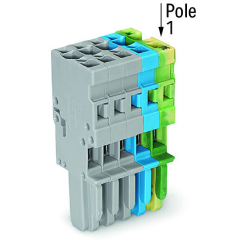 1-conductor female connector, CAGE CLAMP&reg;, 4 mm&sup2;, green-yellow/blue/gray