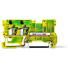 2-conductor/1-pin ground carrier terminal block, 4 mm&sup2;, for DIN-rail 35 x 15 and 35 x 7.5, green-yellow
