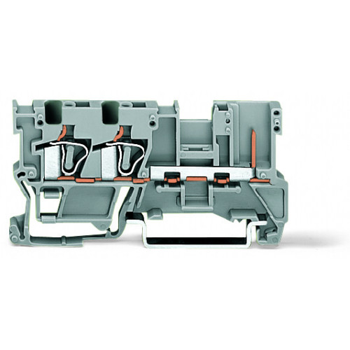 2-conductor/1-pin carrier terminal block, 4 mm&sup2;, for DIN-rail 35 x 15 and 35 x 7.5, gray
