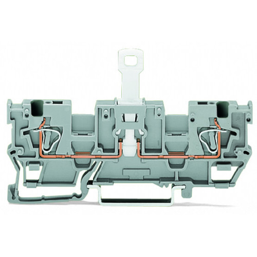 1-conductor/1-conductor disconnect carrier terminal block, with 2 jumper positions, for DIN-rail 35 x 15 and 35 x 7.5, gray
