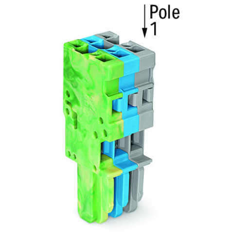 1-conductor female connector, CAGE CLAMP&reg;, 4 mm&sup2;, gray/blue/green-yellow