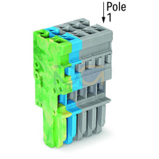 1-conductor female connector, CAGE CLAMP&reg;, 4 mm&sup2;, gray/blue/green-yellow