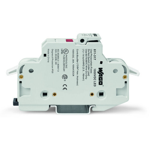 2-conductor fuse holder&nbsp;&nbsp;&nbsp;, for cylindrical fuses 10 x 38 mm,  13/32" x 11/2", for photovoltaic applications, light gray