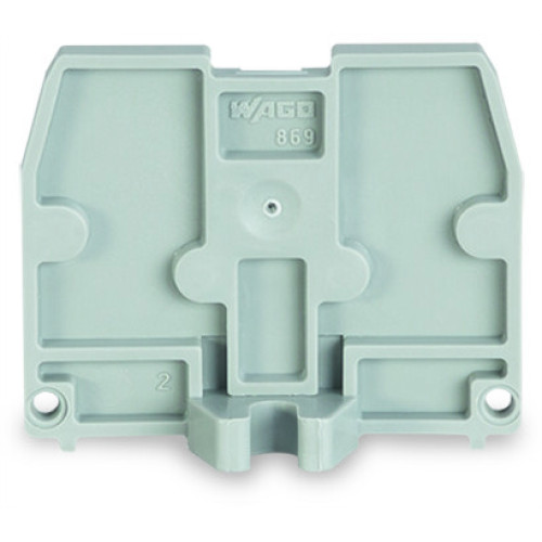 End plate, with fixing flange M3, 2.5 mm thick, gray