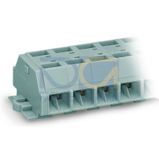 4-conductor terminal strip, without push-buttons, with snap-in mounting feet, gray