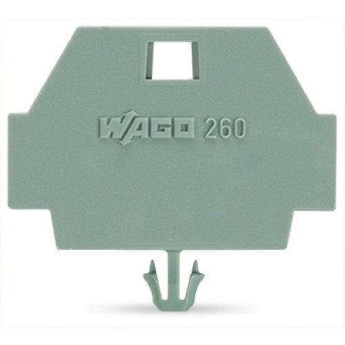 End plate, with snap-in mounting foot, gray