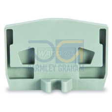 End plate, with fixing flange, 4 mm thick, light gray