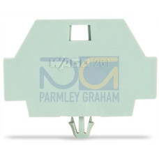 End plate, with snap-in mounting foot, gray