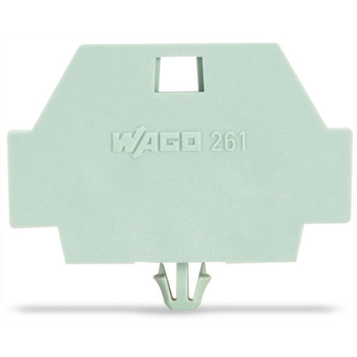 End plate, with snap-in mounting foot, gray